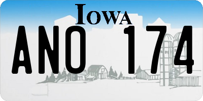 IA license plate ANO174