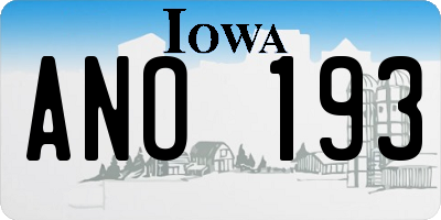 IA license plate ANO193