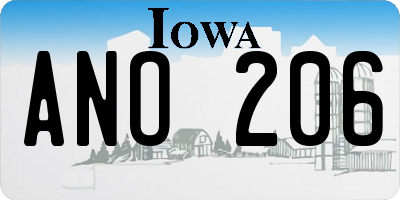 IA license plate ANO206
