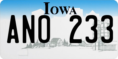 IA license plate ANO233