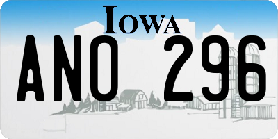 IA license plate ANO296