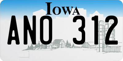 IA license plate ANO312