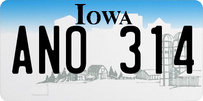 IA license plate ANO314
