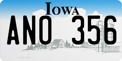 IA license plate ANO356