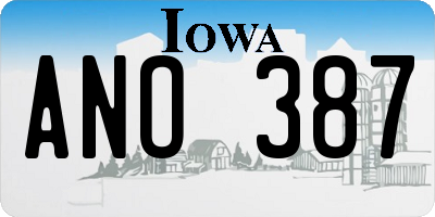 IA license plate ANO387