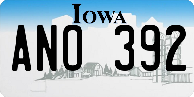 IA license plate ANO392