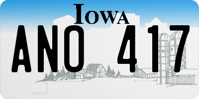 IA license plate ANO417