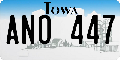 IA license plate ANO447
