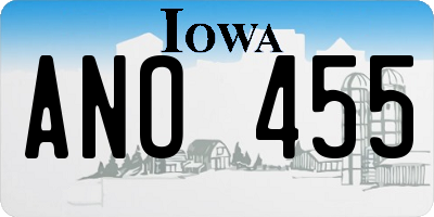 IA license plate ANO455