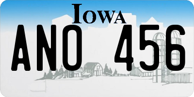 IA license plate ANO456