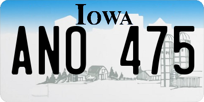 IA license plate ANO475