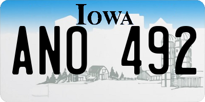 IA license plate ANO492