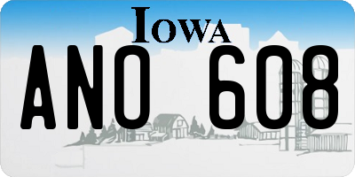 IA license plate ANO608