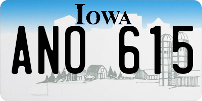 IA license plate ANO615