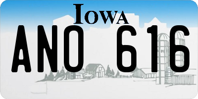 IA license plate ANO616
