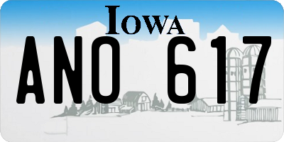 IA license plate ANO617