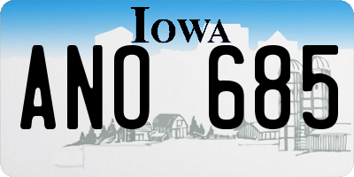IA license plate ANO685
