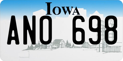 IA license plate ANO698
