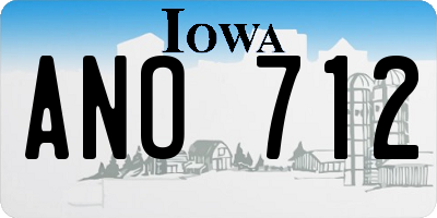 IA license plate ANO712