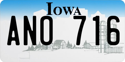 IA license plate ANO716