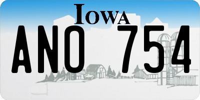 IA license plate ANO754