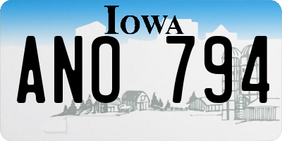 IA license plate ANO794