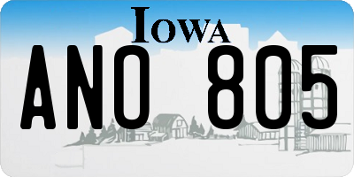 IA license plate ANO805