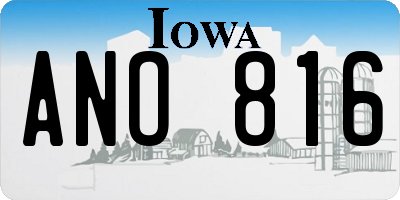 IA license plate ANO816