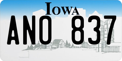 IA license plate ANO837