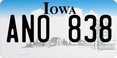 IA license plate ANO838