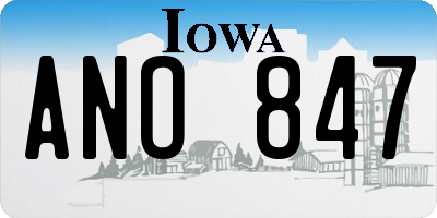 IA license plate ANO847