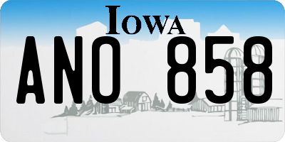 IA license plate ANO858