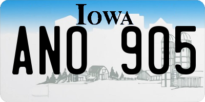 IA license plate ANO905