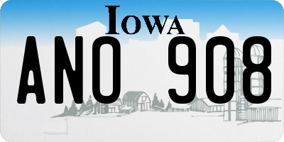 IA license plate ANO908