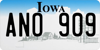 IA license plate ANO909