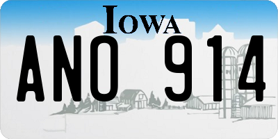 IA license plate ANO914