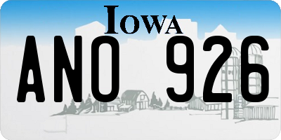 IA license plate ANO926