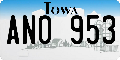 IA license plate ANO953