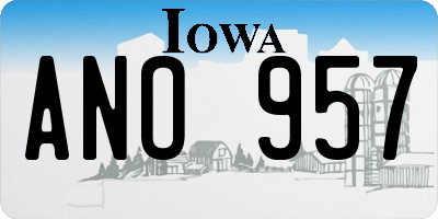 IA license plate ANO957