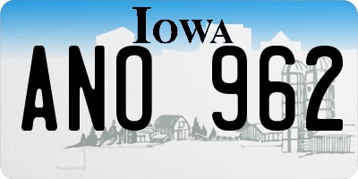 IA license plate ANO962