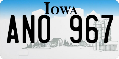 IA license plate ANO967