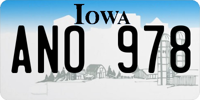 IA license plate ANO978