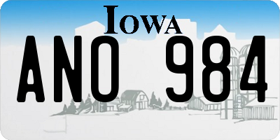 IA license plate ANO984