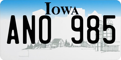 IA license plate ANO985