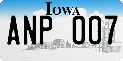 IA license plate ANP007