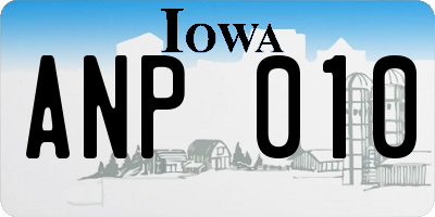 IA license plate ANP010