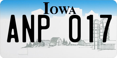 IA license plate ANP017