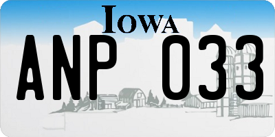 IA license plate ANP033