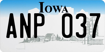 IA license plate ANP037