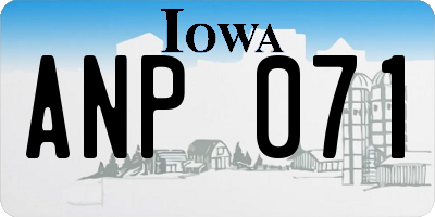 IA license plate ANP071